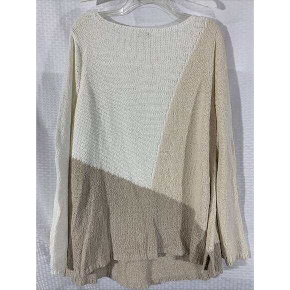 J Jill Colorblock Knit Sweater Womens M Beige Tunic - Picture 7 of 7